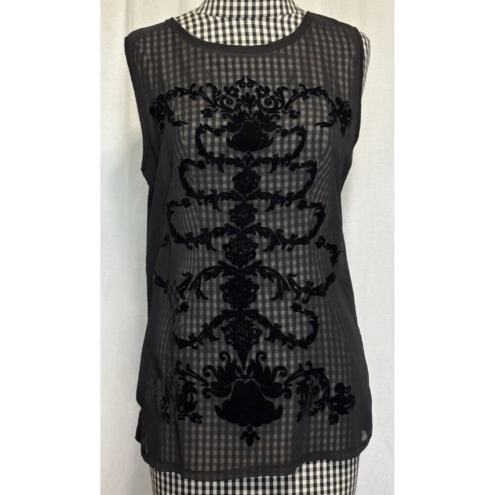 Kische Velvet Burnout Tank Black Linen Blend SIze Small - Goth, EMO, Grunge - Picture 1 of 7